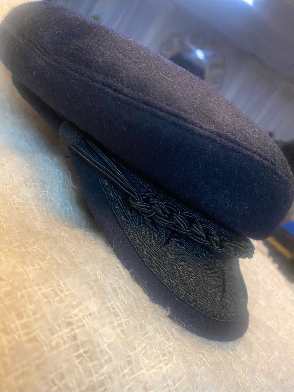 Vintage Men's Black Fisherman Cap Made in Greece 100% WOOL